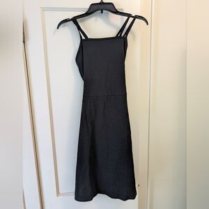 PACT Brand New organic cotton fit and flare midi dress, black, size Large